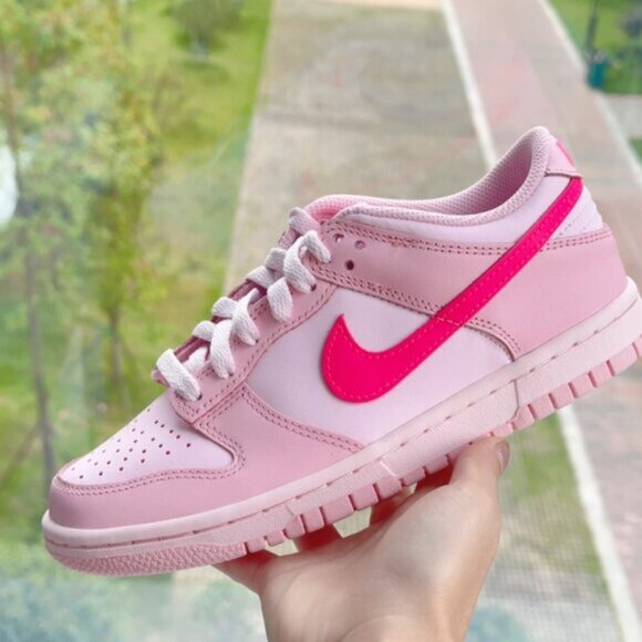 Nike Dunk Low GS Triple Barbie Pink Women's Sneakers - Picture 2 of 5